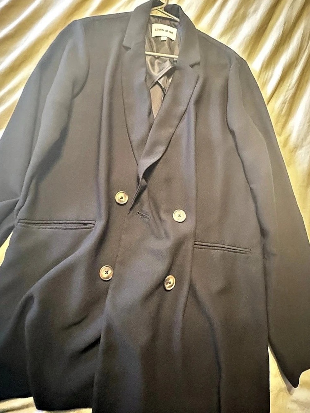 Elizabeth and James Double-Breasted Blazer in Black Size Large